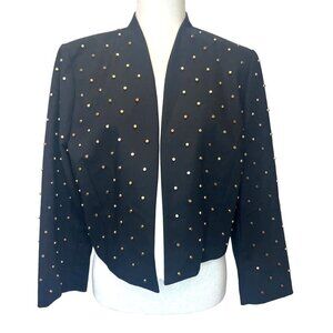 Chico's Black Label Crop Gold Rivet Studded Black Jacket Ladies Size MEDfestival